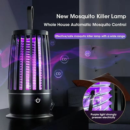 Silent USB Rechargeable Portable Electronic Mosquito Killer Lamp Insect Trap for Indoor Outdoor Home Bedroom Camping