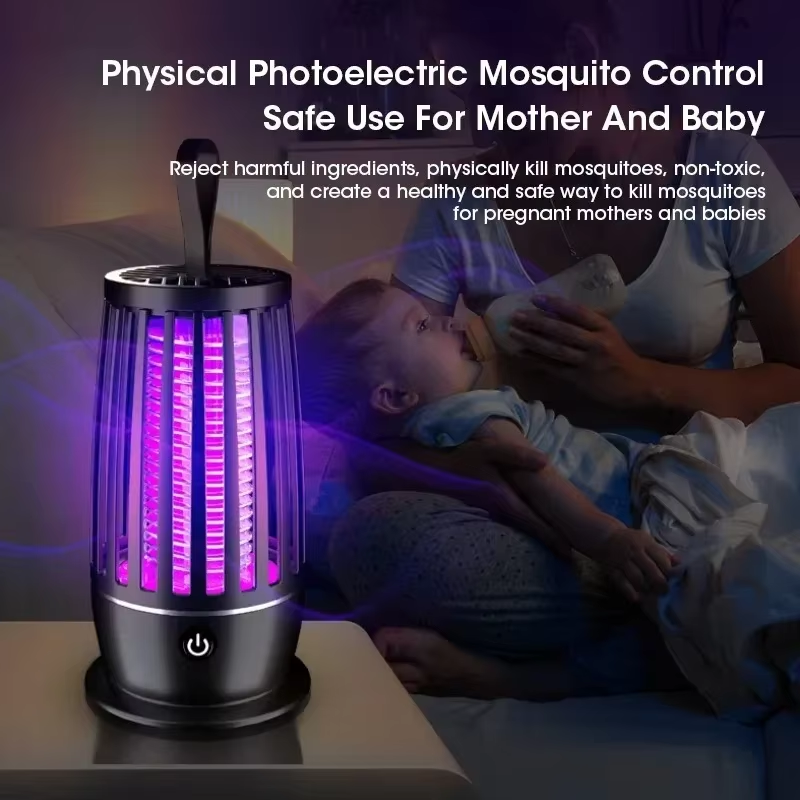 Silent USB Rechargeable Portable Electronic Mosquito Killer Lamp Insect Trap for Indoor Outdoor Home Bedroom Camping